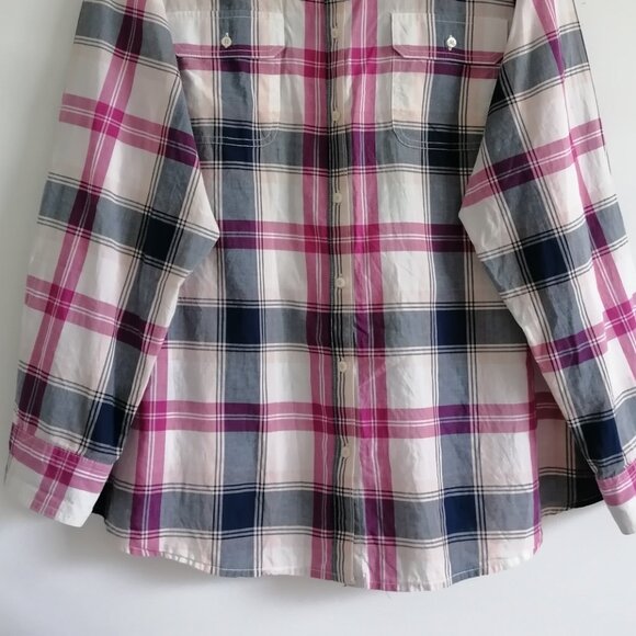 Y2K St. John's Bay Womens Multicolor Checked Print Modern Button Up Shirt Sz 2X - Picture 3 of 7